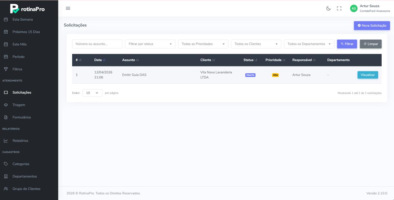 Solicitações RotinaPro