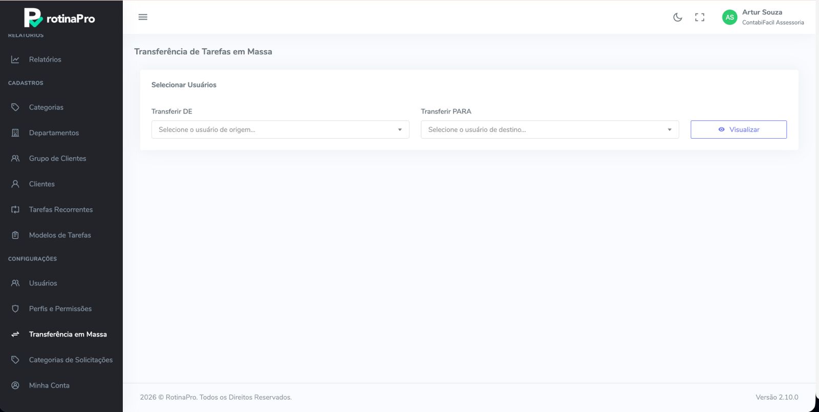 Transferência de Tarefas RotinaPro